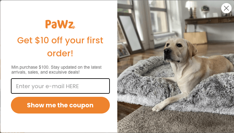 Pop up with regular discount code